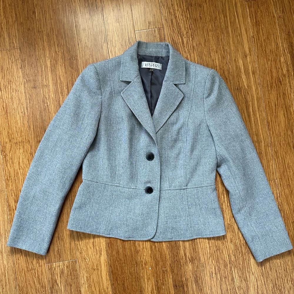 Kasper Gray Blazer Tailored Suit Jacket
